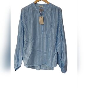 Easel Blue Striped Women's Blouse